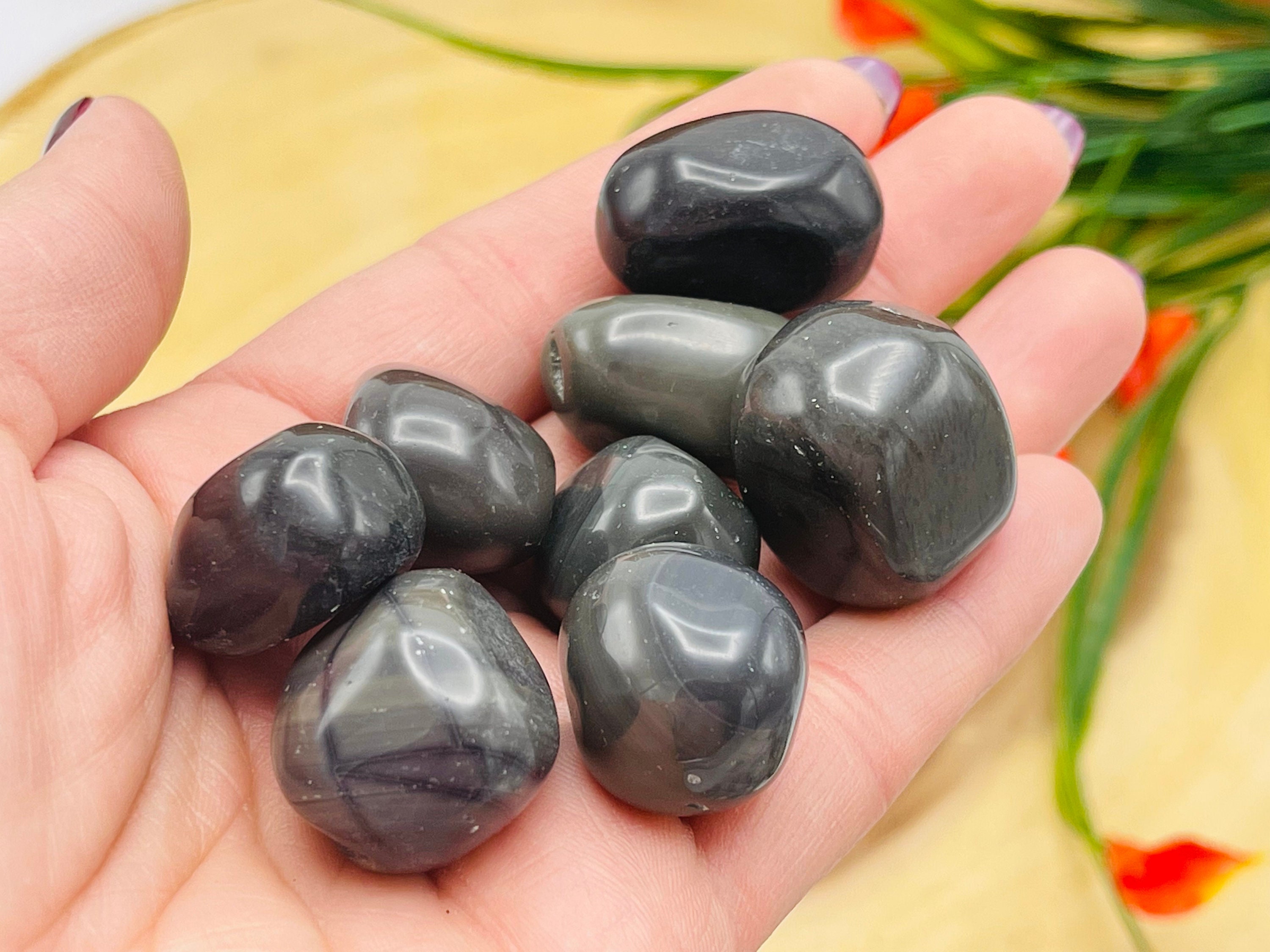 Platinum Obsidian Tumbled Stones, Tumbled Platinum Obsidian Crystals Platinum Obsidian Tumbled Stones, Tumbled Platinum Obsidian Crystals