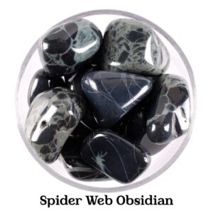 Rare! Spider Web Obsidian Tumbled Stone, Natural Protection Crystal For Shadow Work And Focus