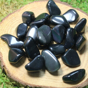 Obsidian With Refraction Colors Tumbled And Polished, Medium