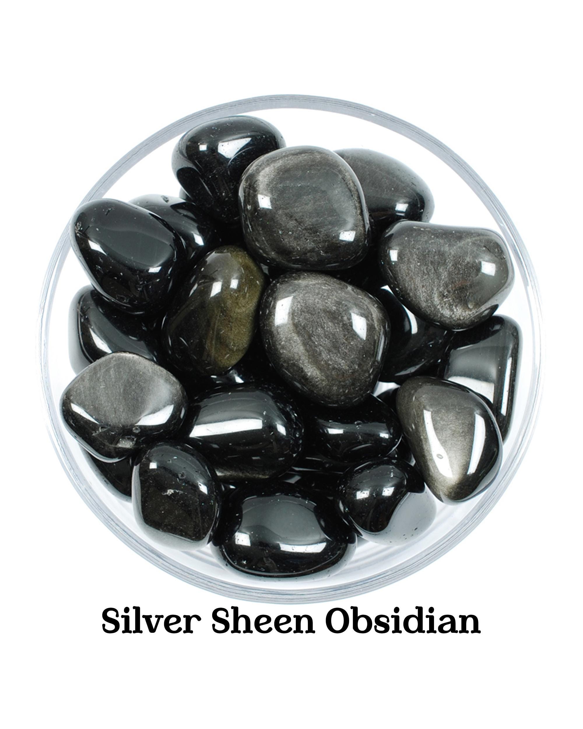 Silver Sheen Obsidian Tumbled Stone, Psychic Shield, Root Chakra Ritual Gem