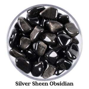 Silver Sheen Obsidian Tumbled Stone, Gift For Crystal Lovers, Natural Black Silver Shimmer Gemstone