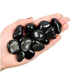 Silver Sheen Obsidian Tumbled Stone, Natural Metallic Crystal For Protection And Inner Reflection