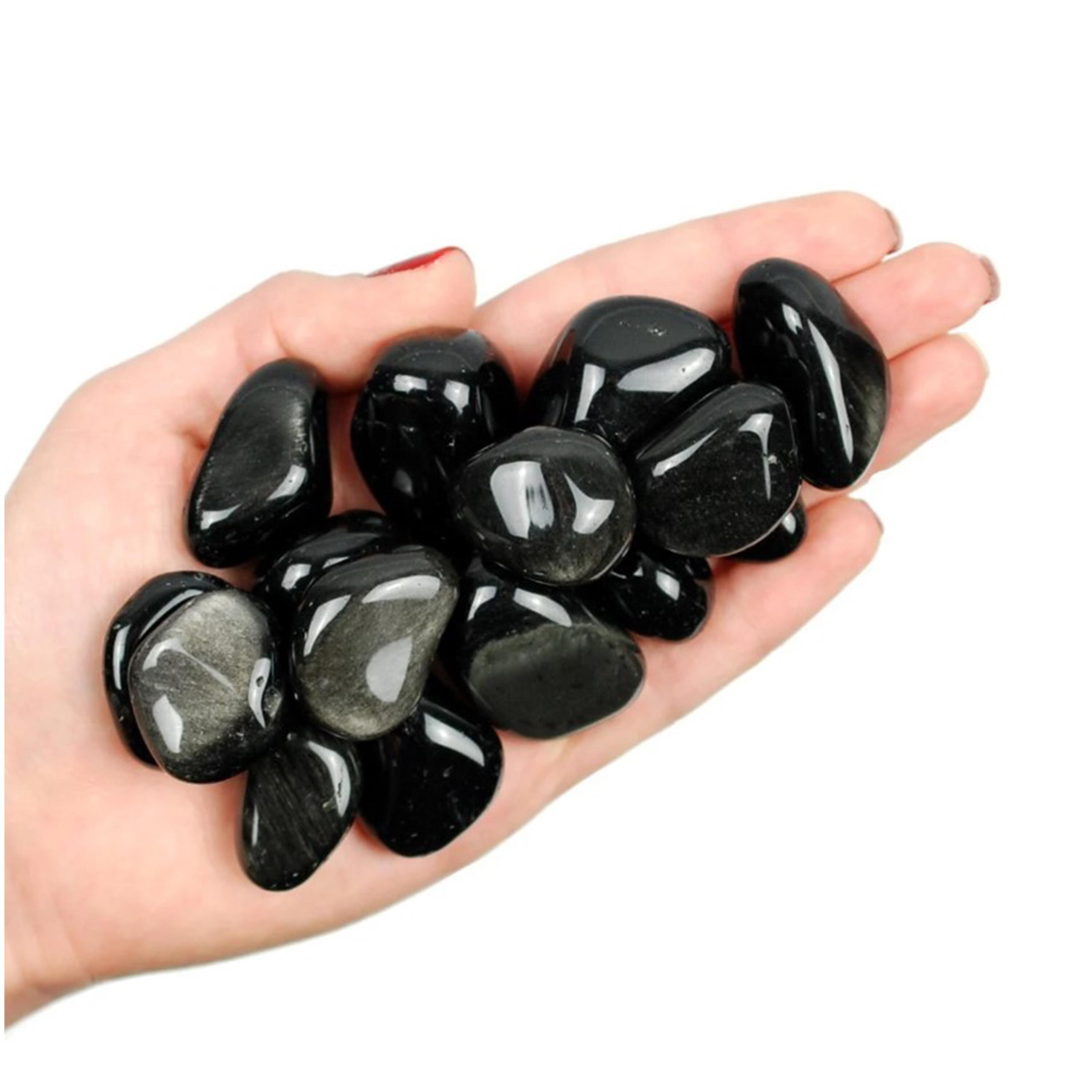Silver Sheen Obsidian Tumbled Stone, Natural Metallic Crystal For Protection And Inner Reflection