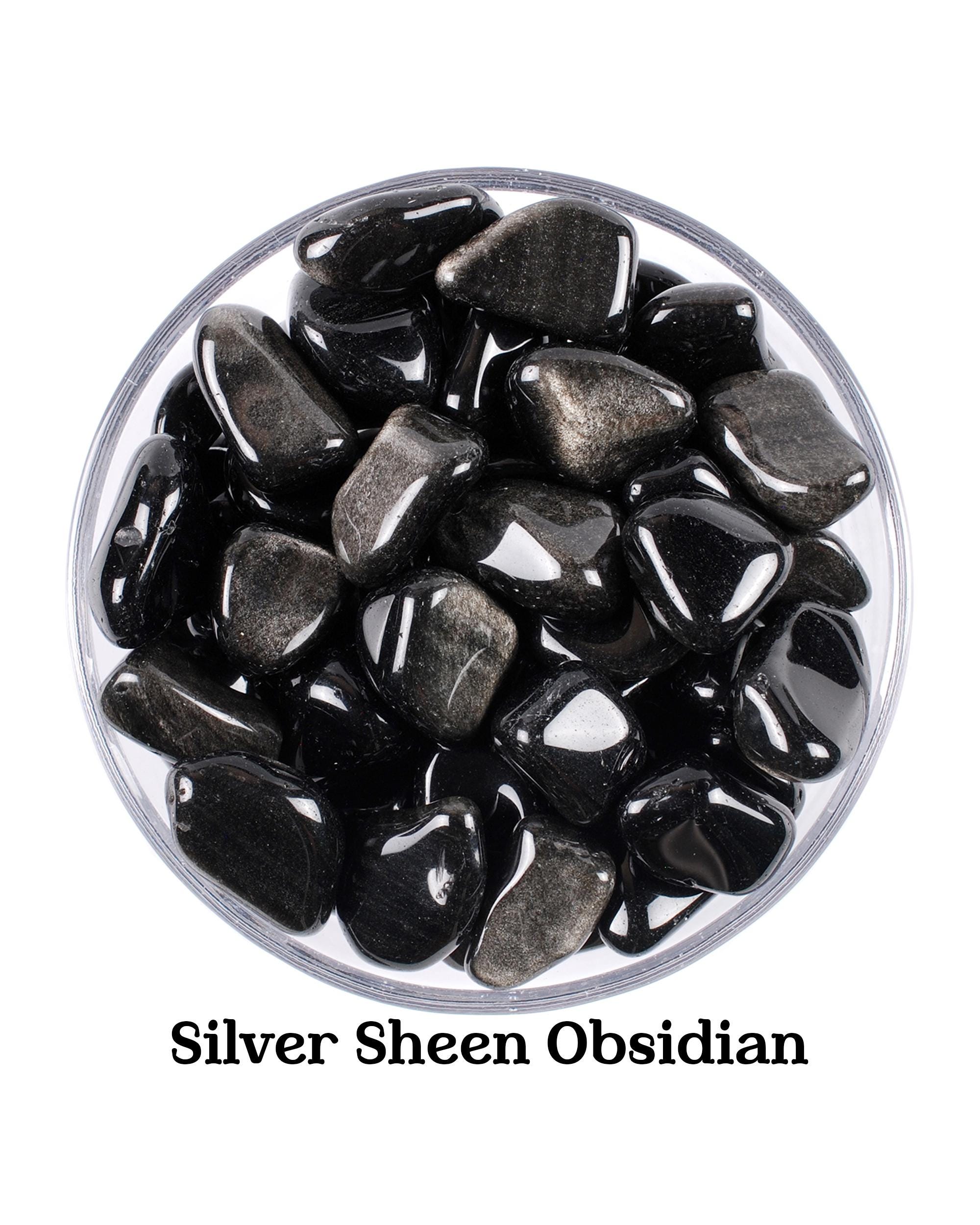 Silver Sheen Obsidian Tumbled Stone, Gift For Crystal Lovers, Natural Black Silver Shimmer Gemstone