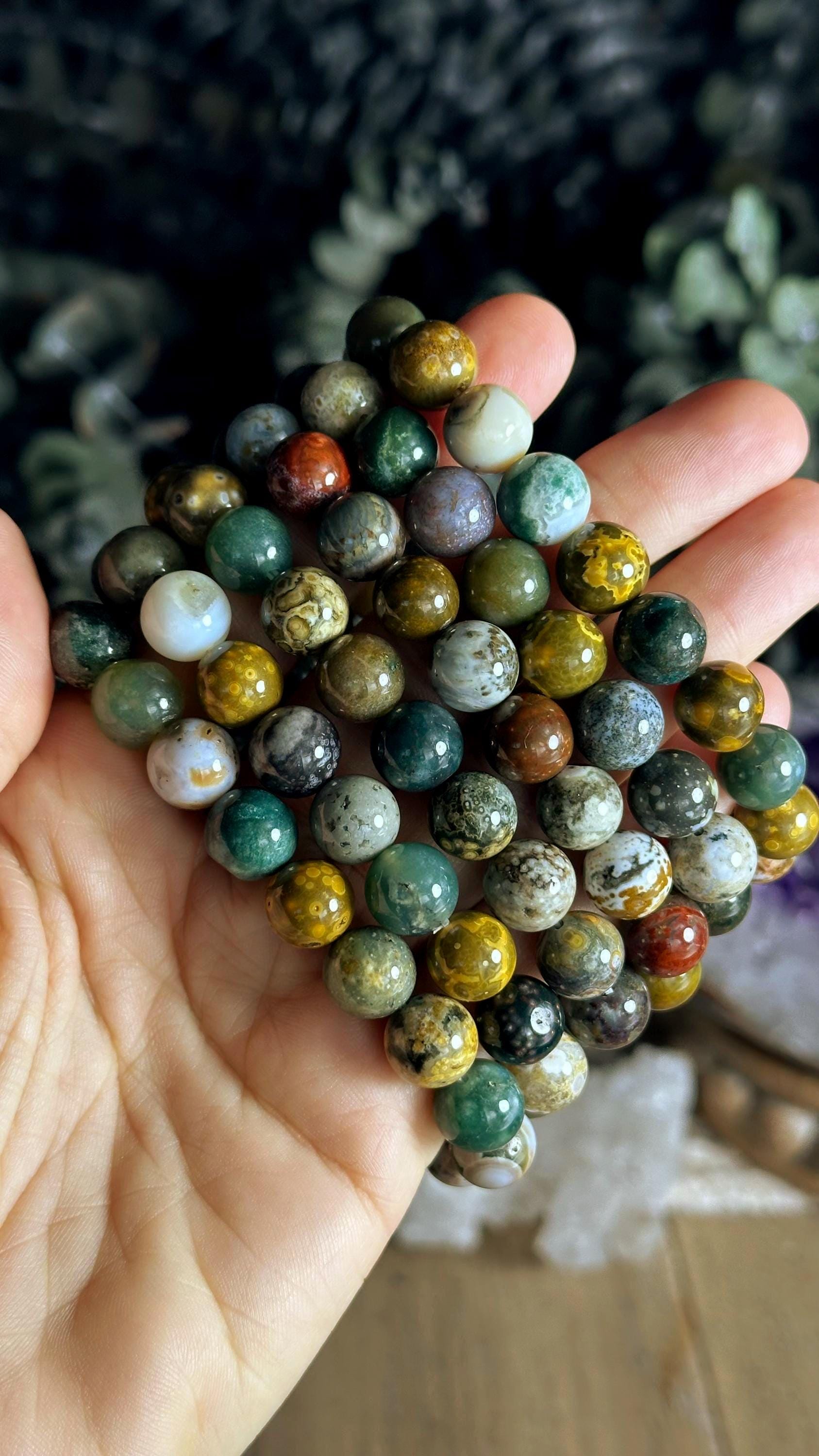 Ocean Jasper Bracelet: 10mm Crystal Gemstone Jewelry