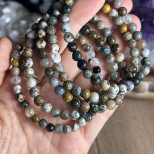 Ocean Jasper Bracelet, 5mm Gemstone Crystal Jewelry