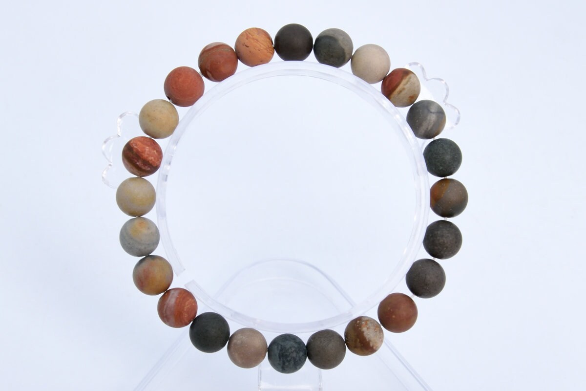 8mm Matte Ocean Jasper Beads Bracelet Grade Aaa Genuine Natural Round Gemstone 7" Bulk Lot 1,3,5,10 And 50 (106768h-074)