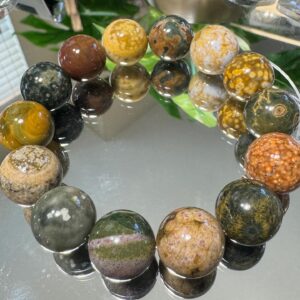 AA Grade Colorful Ocean Jasper Bracelet | 14mm Ocean Jasper Crystal Bracelet