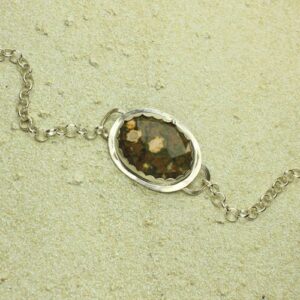 Ocean Jasper Bracelet, Adjustable Sterling Silver Chain Bracelet, Natural Faceted Cabochon