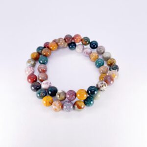 Ocean Jasper Beaded Bracelet, 8mm Natural Multicolor Gemstone, Calm & Positive Energy, Capricorn Stone, Christmas Birthday gifts for her