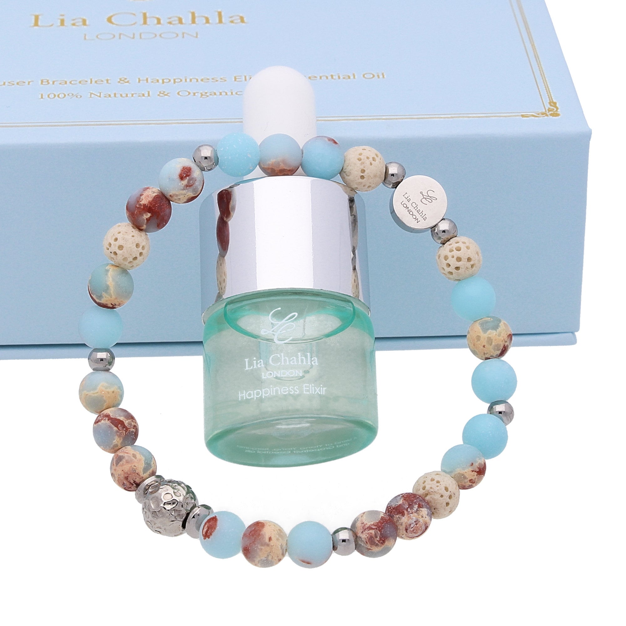 Ocean Jasper Bracelet With Essential Oil, Lava Rock Aromatherapy Bracelet, Silver Beaded Bracelet, Happiness Gift For Women