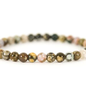 Ocean Jasper Gemstone Bracelet, Orbicular Jasper Bracelet, Stacking Stretch Bracelet made with 6mm Ocean Jasper Natural Gemstones