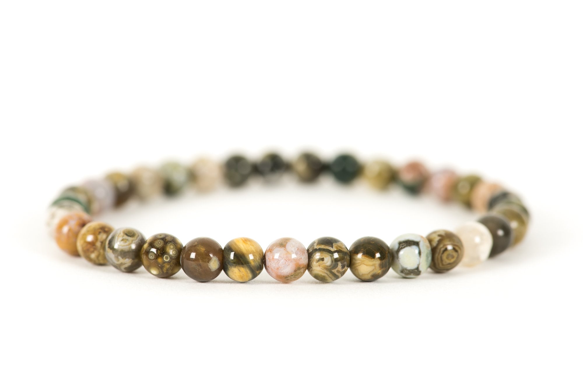 Ocean Jasper Gemstone Bracelet, Orbicular Jasper Bracelet, Stacking Stretch Bracelet Made With 6mm Ocean Jasper Natural Gemstones