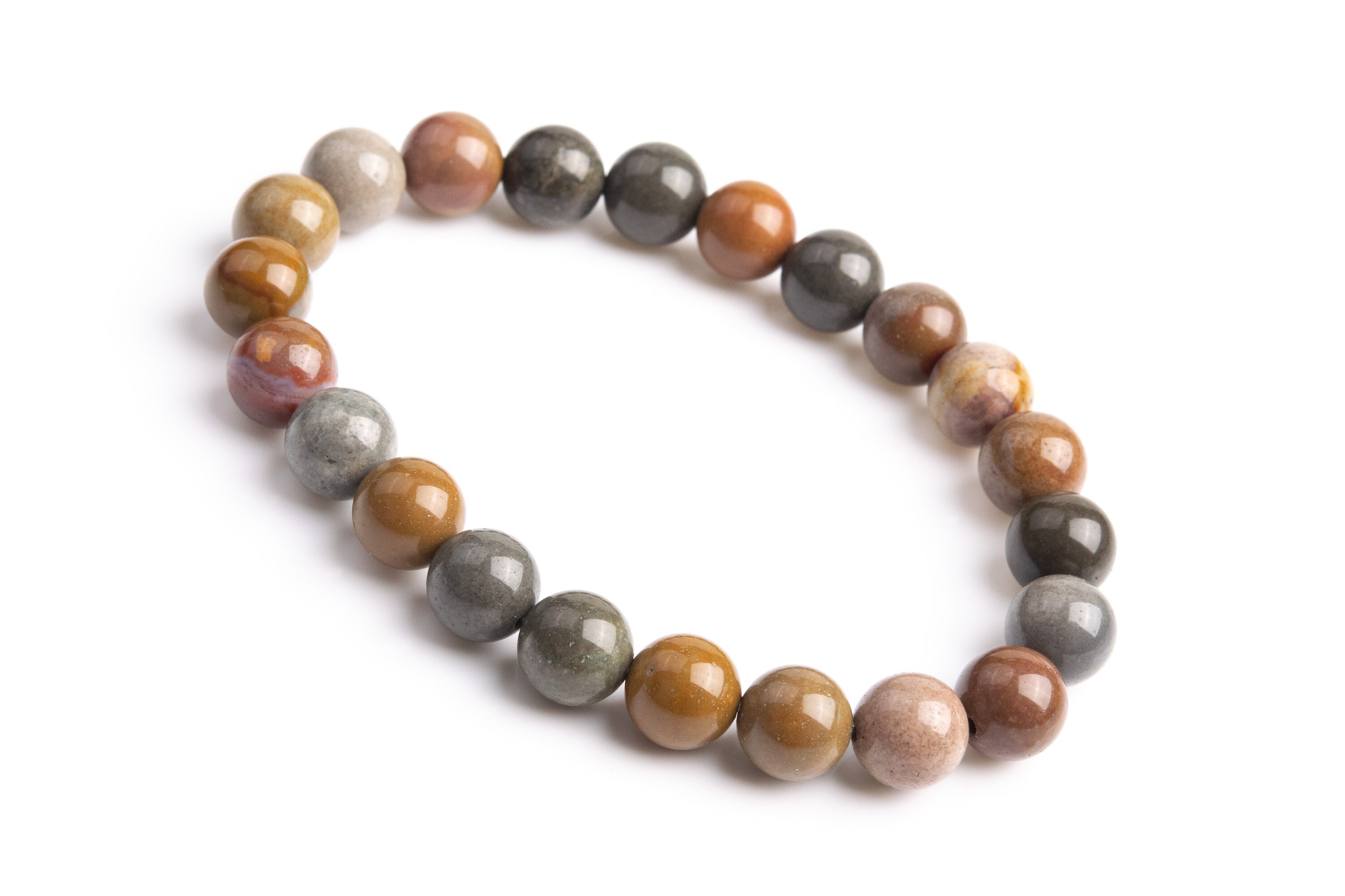 Genuine Natural Ocean Jasper Gemstone Beads 8mm Multicolor Round Aaa Bracelet (106661h-2016)