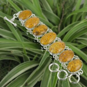 Ocean Jasper Bracelet: Handmade 925 Sterling Silver Adjustable Chain