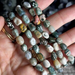 High Quality 6mm Tumbled Ocean Jasper Bracelet: Crystal Gemstone Jewelry