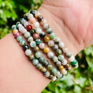 Mini Ocean Jasper Crystal Bracelet: Round Gemstone Beads (5-7.5" Wrist)