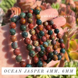 Ocean Jasper Bracelet | Natural Gemstone Crystal Beaded Bracelet Round Crystal Bracelet ~ Genuine Crystal Bracelet
