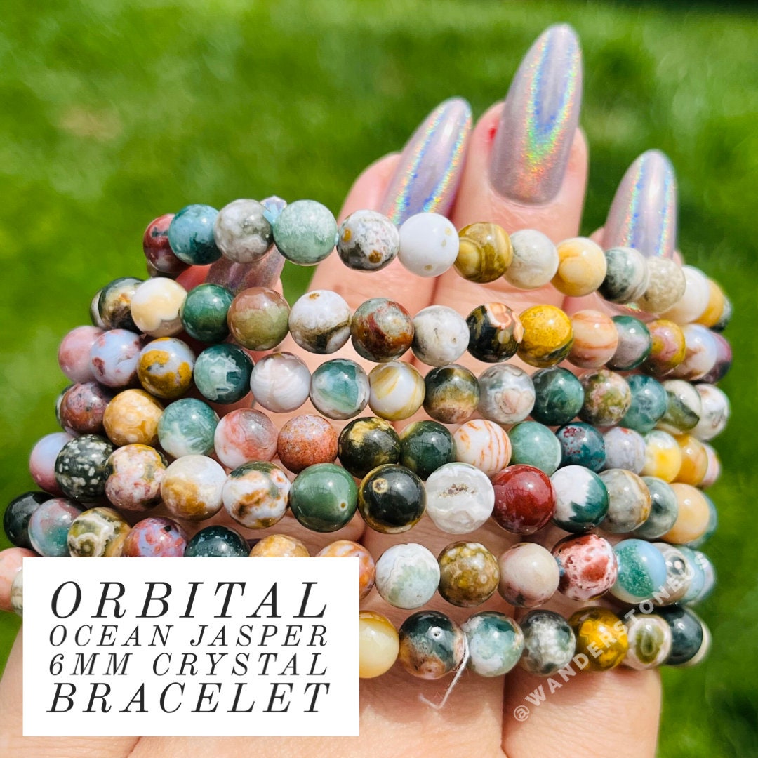 Orbital Ocean Jasper Bracelet | Natural Gemstone Crystal Beaded Bracelet Round Crystal Bracelet ~ Genuine Crystal Bracelet Orbital Ocean Jasper Bracelet | Natural Gemstone Crystal Beaded Bracelet Round Crystal Bracelet ~ Genuine Crystal Bracelet