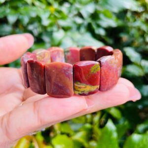 Red Ocean Jasper Bracelet: Square Gemstone Crystal Jewelry