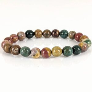 Ocean Jasper Bracelet, Jasper Round Smooth Gemstone Bracelet, Adjustable Bracelet, Tiny Jewelry, Healing Crystal Bracelet, Gift For Women