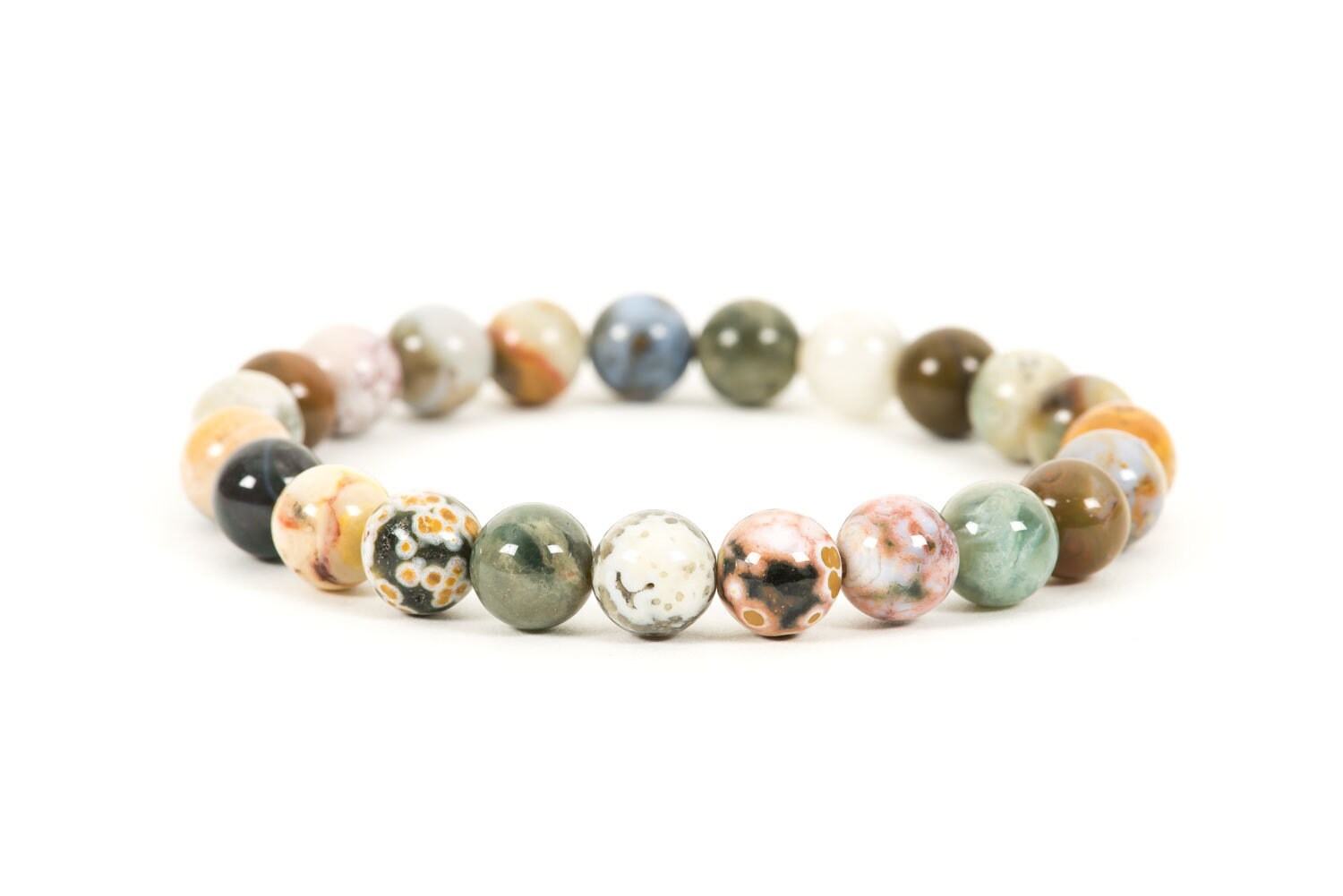 Ocean Jasper Bracelet, Stacking Stretch Bracelet Made With 8mm Natural High Quality Ocean Jasper Gemstones