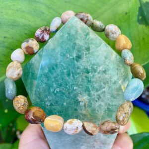 Ocean Jasper Tumbled Stone Bracelet | Natural Gemstone Jewelry Handmade Crystal