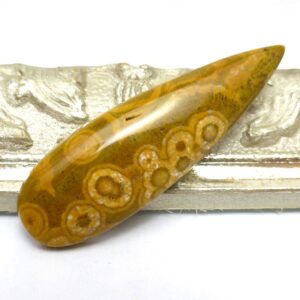 14.7 Carats Kabamby Ocean Jasper Cabochon Poppy Tear Drop Handmade Green Yellow One Of A Kind Coloring Dots Madagascar