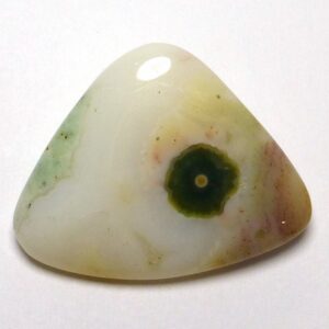 22.785 Carats Ocean Jasper Cabochon Modified Trillion Polished Pink Green Poppy Madagascar Hand Cut Lapidary Triangle Pendant Jewelry