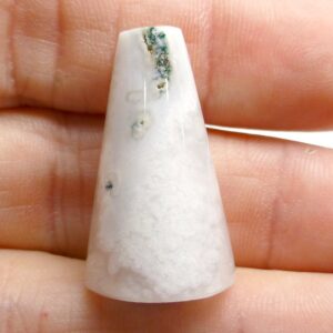 29.425 Carats Ocean Jasper Cabochon Cone Shaped Quality Hand Cut Designer Form One Of A Kind White Green Putty And Cream Striations