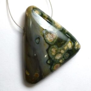 50.075 Carats Ocean Jasper Focal Bead Triangle Shaped Hand Cut One Of A Kind Beautiful Pattern Modeling Pendant Necklace Cabochon