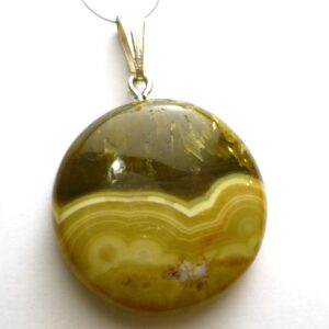 Kabamby Ocean Jasper Focal Bead Cabochon Round Shaped Hand Cut Designer One Of A Kind Green Cream Ochre Large With Bail Stringing Jewelry
