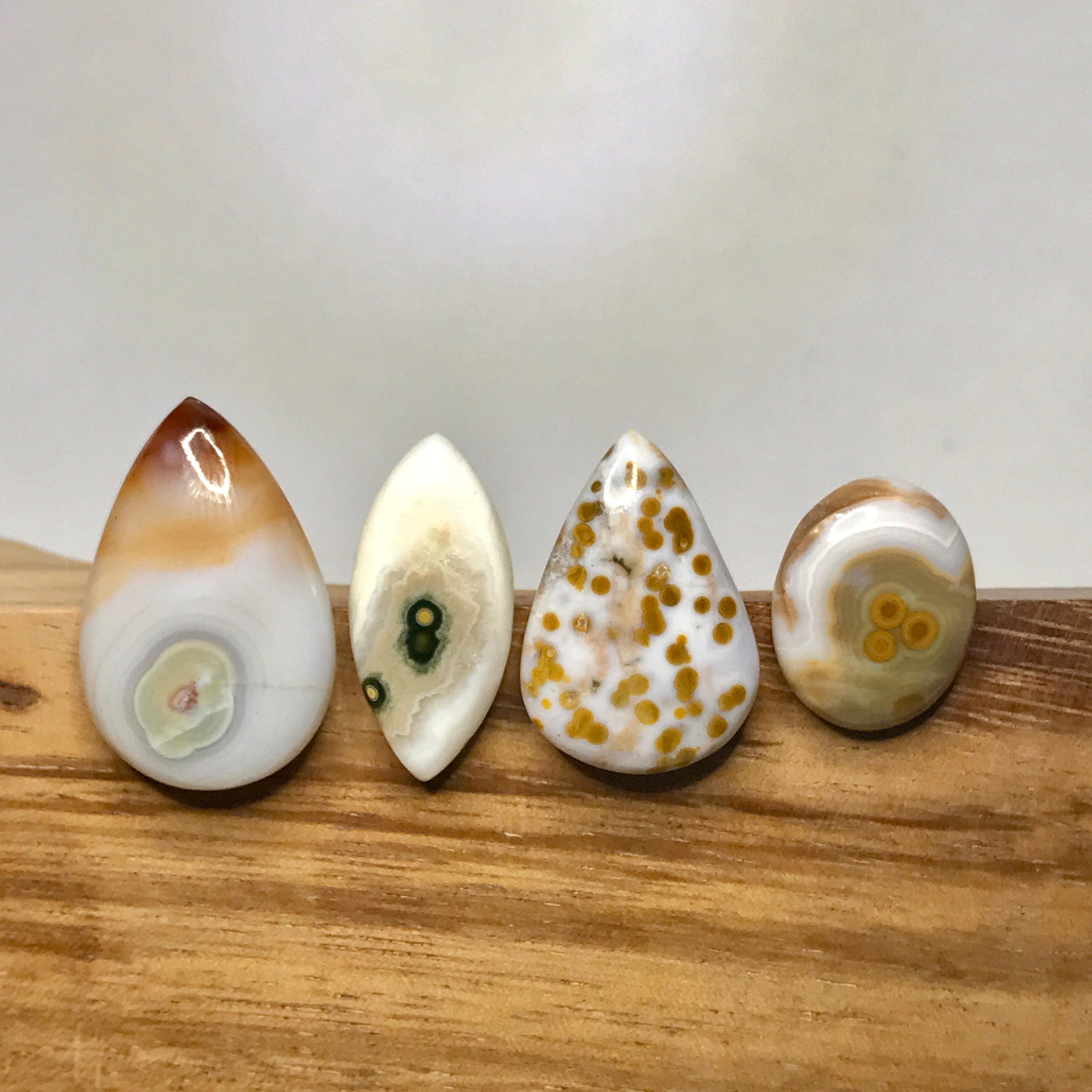 Mixed Lot 4 Agatized Ocean Jasper Cabochon - Metaphysical Stone - Madagascar Ocean Jasper - Jewelry Making - Stone Cabochons