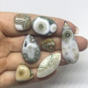 Mixed Lot 7 Agatized Ocean Jasper - Metaphysical Stone - Smooth Ocean Jasper - Madagascar Ocean Jasper - Jewelry Making - Stone Cabochons