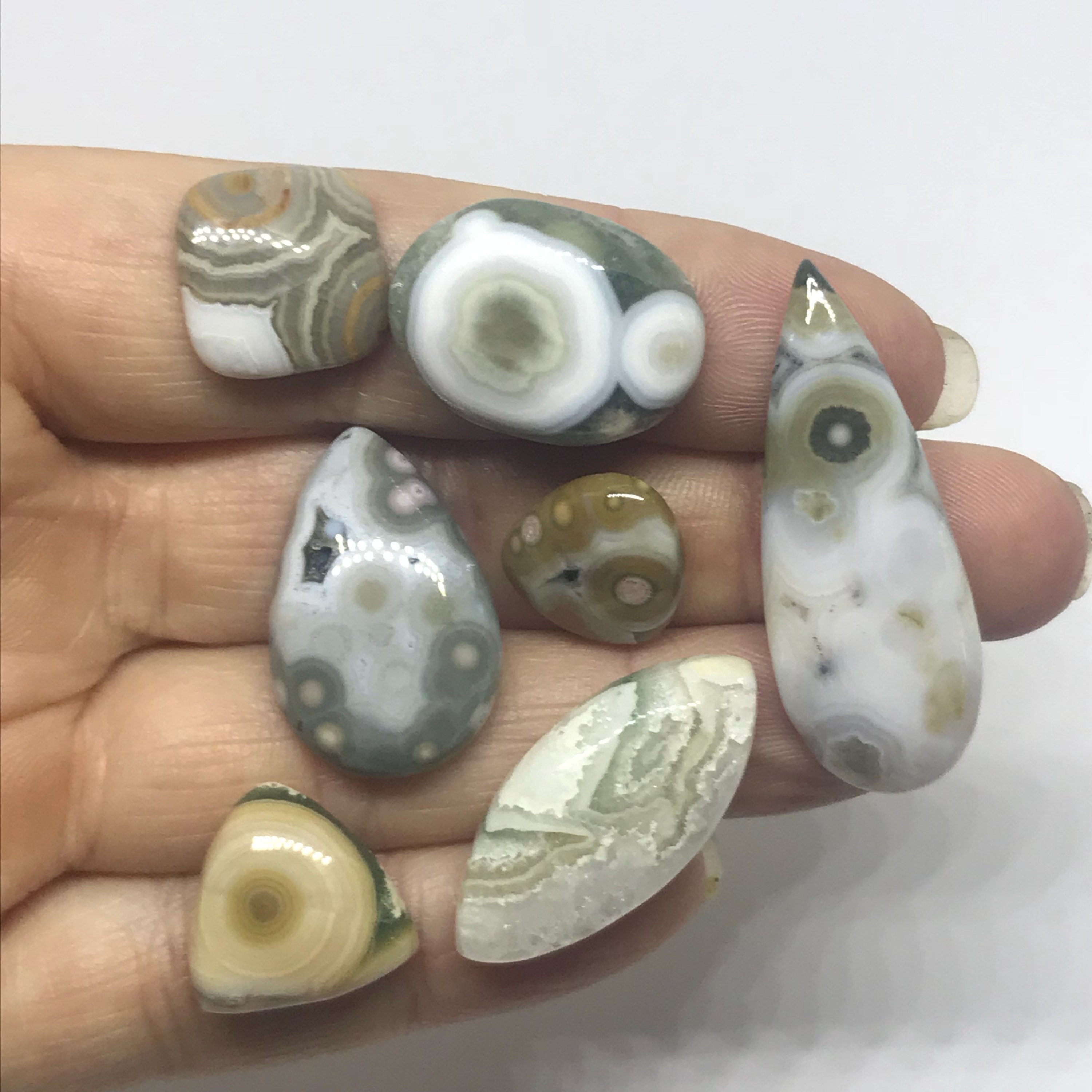Mixed Lot 7 Agatized Ocean Jasper - Metaphysical Stone - Smooth Ocean Jasper - Madagascar Ocean Jasper - Jewelry Making - Stone Cabochons Mixed Lot 7 Agatized Ocean Jasper - Metaphysical Stone - Smooth Ocean Jasper - Madagascar Ocean Jasper - Jewelry Making - Stone Cabochons