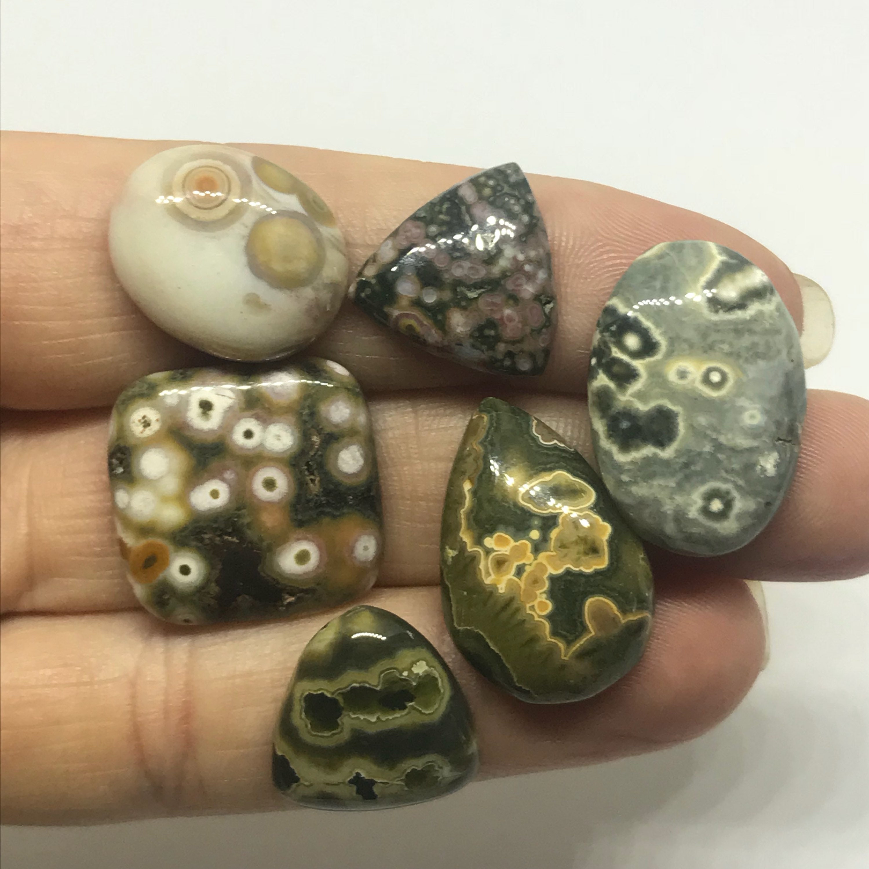 Mixed Lot 6 Ocean Jasper Cabochons - Metaphysical Stone - Smooth Ocean Jasper - Madagascar Ocean Jasper - Jewelry Making - Stone Cabochons Mixed Lot 6 Ocean Jasper Cabochons - Metaphysical Stone - Smooth Ocean Jasper - Madagascar Ocean Jasper - Jewelry Making - Stone Cabochons