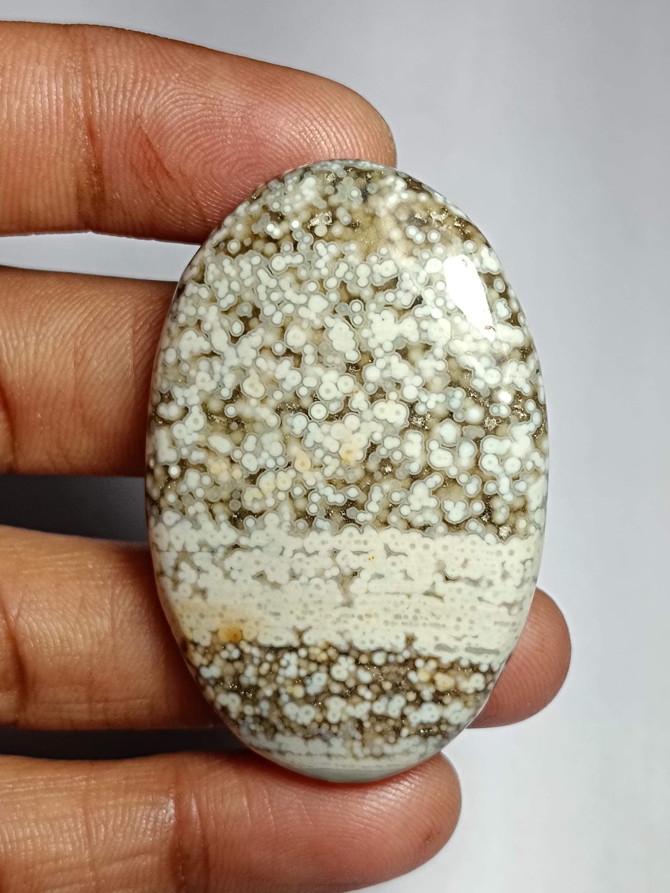 Ocean Jasper Cabochon: Natural Gemstone For Jewelry Making (94cts, 48x31mm) Ocean Jasper Cabochon: Natural Gemstone For Jewelry Making (94cts, 48x31mm)