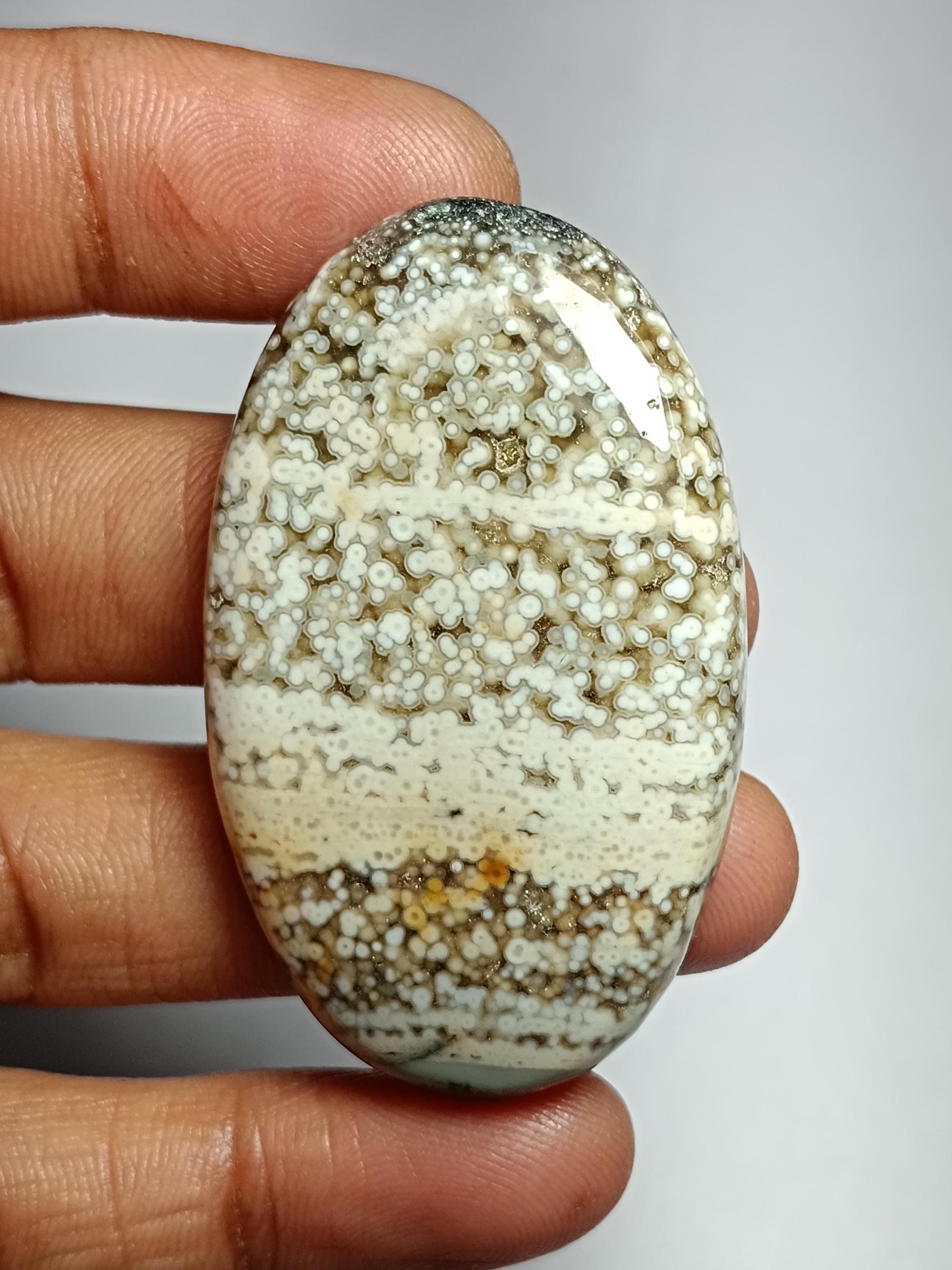 Ocean Jasper Cabochon: Natural Gemstone For Jewelry Making (96cts, 50x30mm) Ocean Jasper Cabochon: Natural Gemstone For Jewelry Making (96cts, 50x30mm)