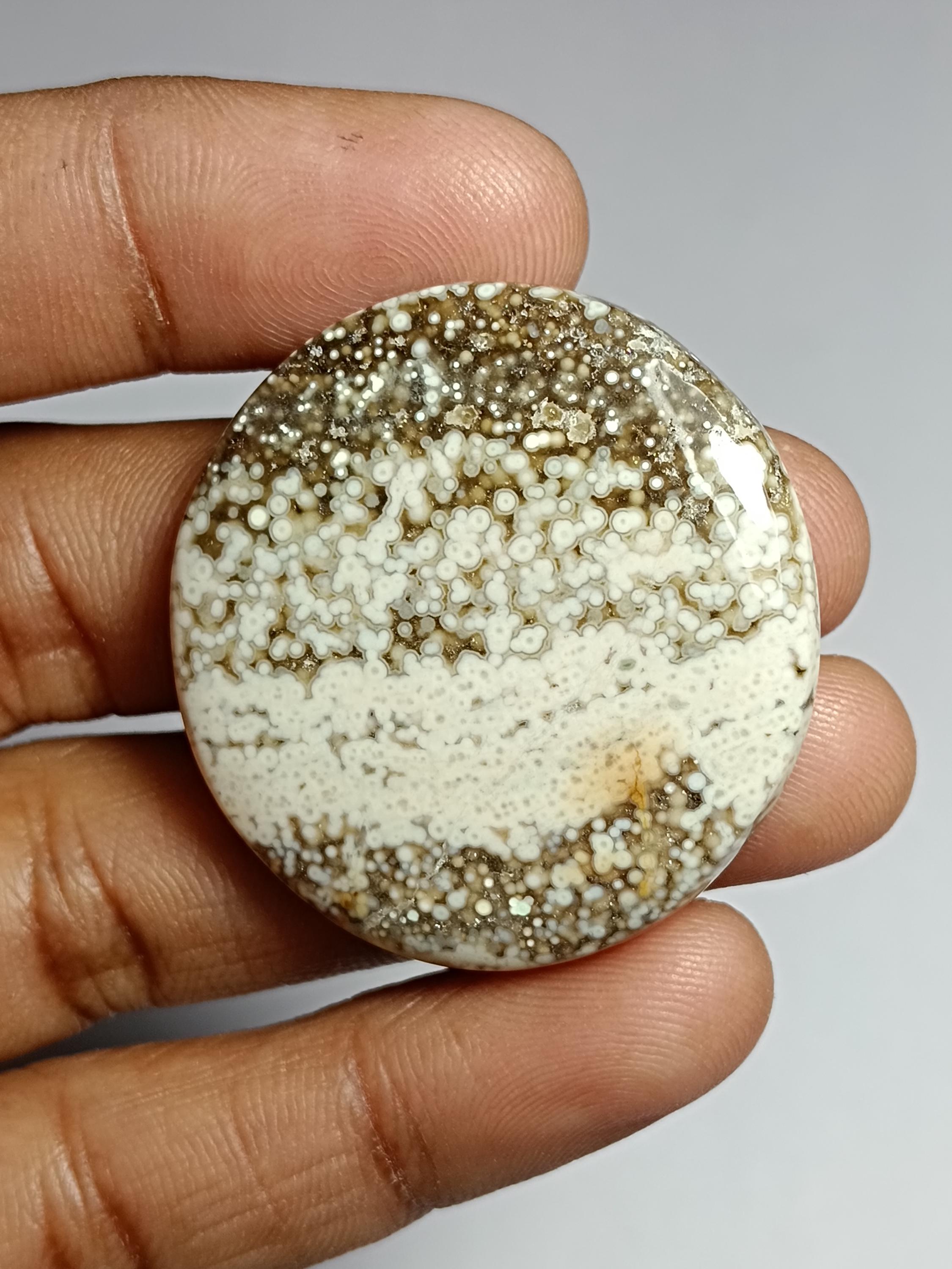 Ocean Jasper Cabochon: Natural Gemstone For Jewelry Making (36x36mm, 76cts) Ocean Jasper Cabochon: Natural Gemstone For Jewelry Making (36x36mm, 76cts)