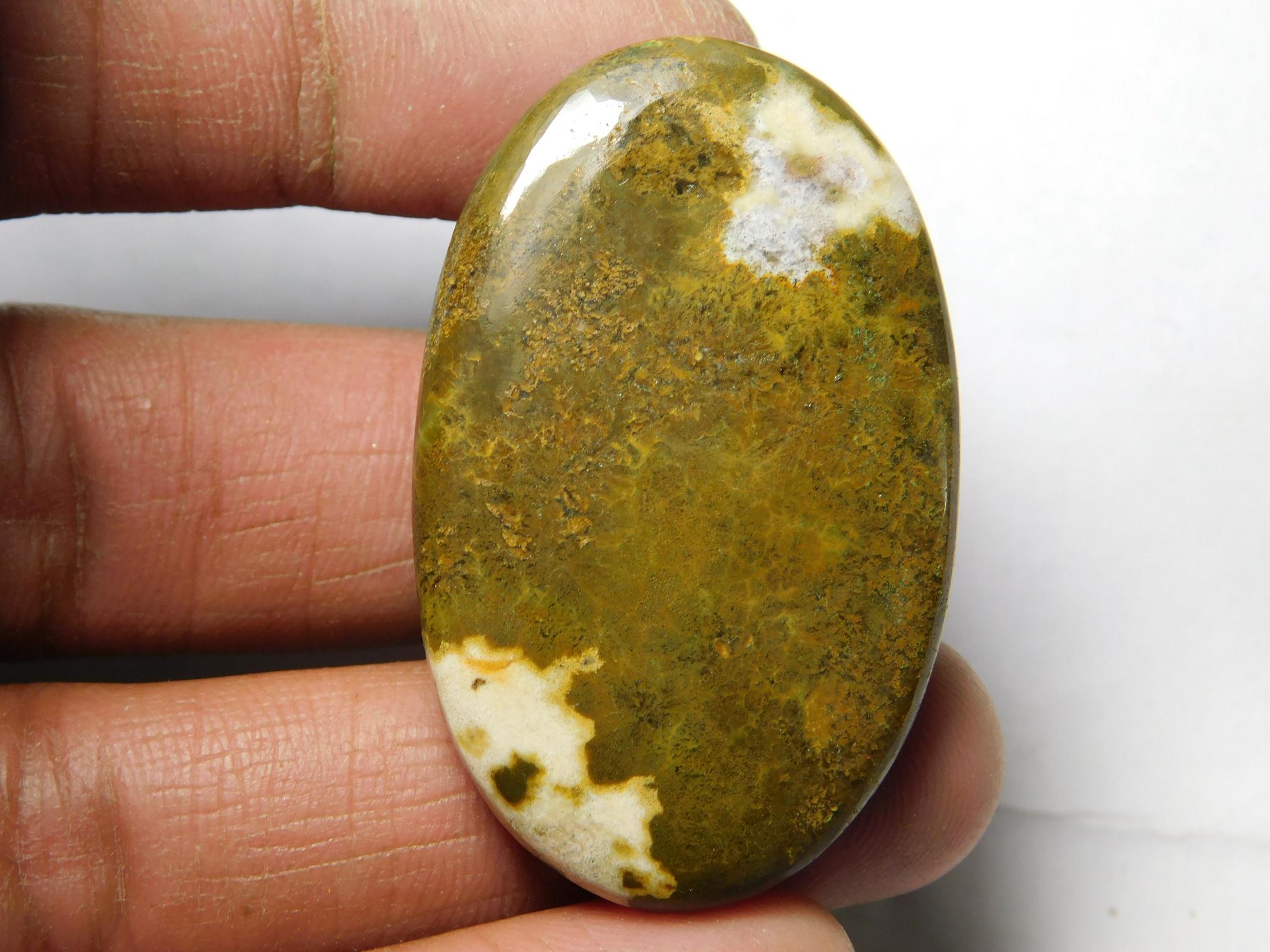 Natural Ocean Jasper Cabochon: Semi Precious Gemstone (44x27 Mm, 68cts)