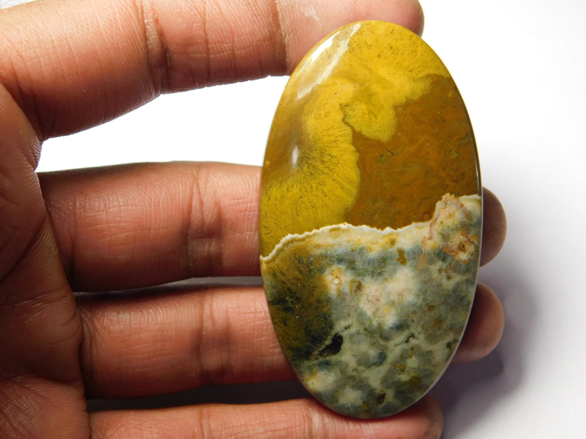 Natural Ocean Jasper Cabochon: Semi Precious Gemstone 121cts. (65x35 Mm) #7694