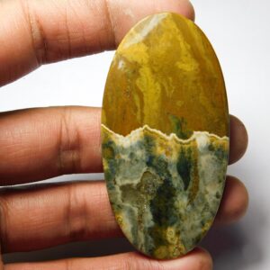 Natural Ocean Jasper Cabochon: Semi Precious Gemstone 97cts. (68x34 Mm) #7694