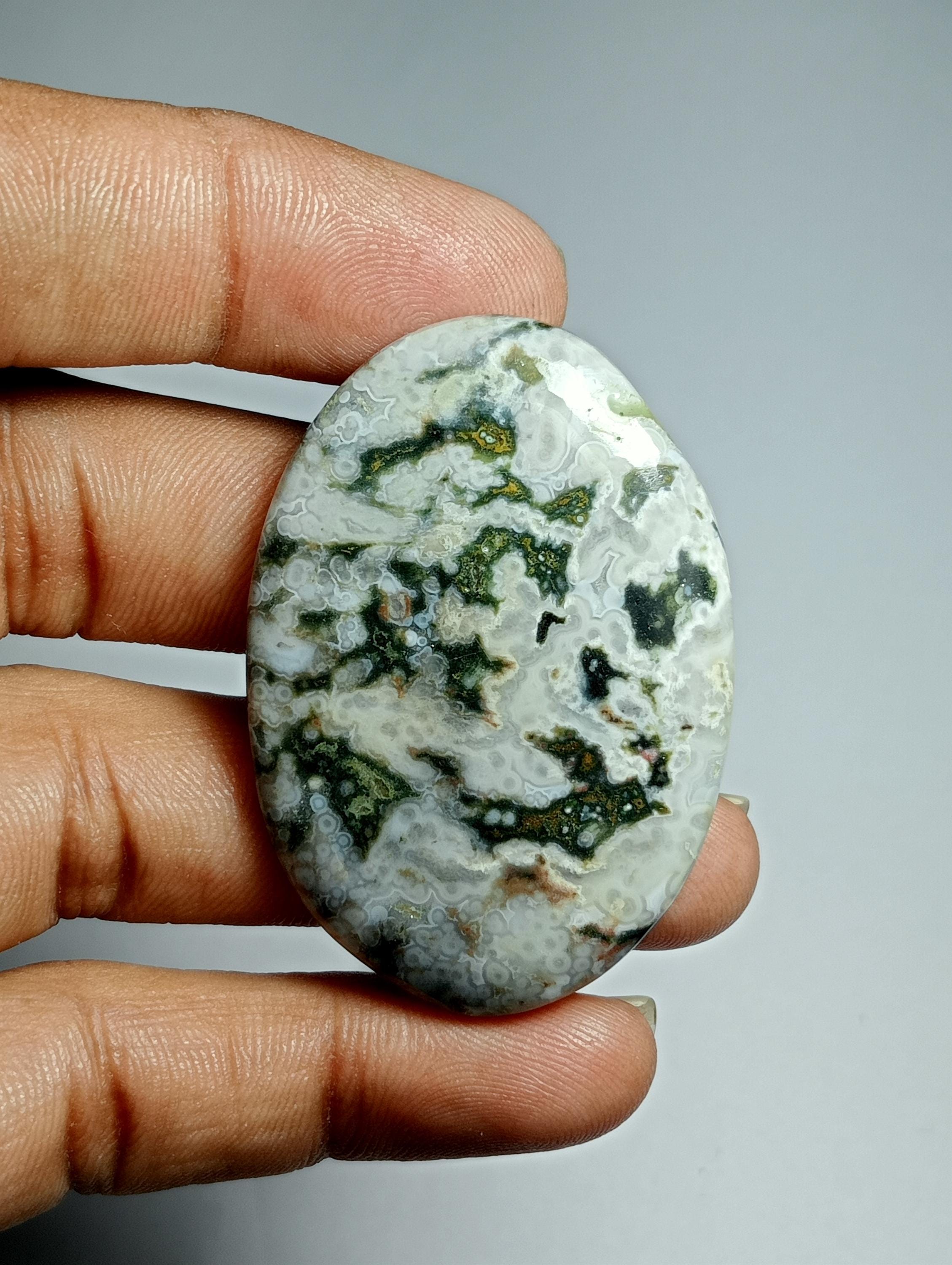 Natural Ocean Jasper Cabochon: Semi Precious Gemstone (47x32 Mm, 81cts) Natural Ocean Jasper Cabochon: Semi Precious Gemstone (47x32 Mm, 81cts)