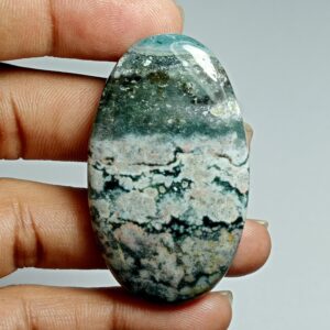 Natural Ocean Jasper Cabochon: Semi Precious Gemstone (50x29 Mm, 87cts)