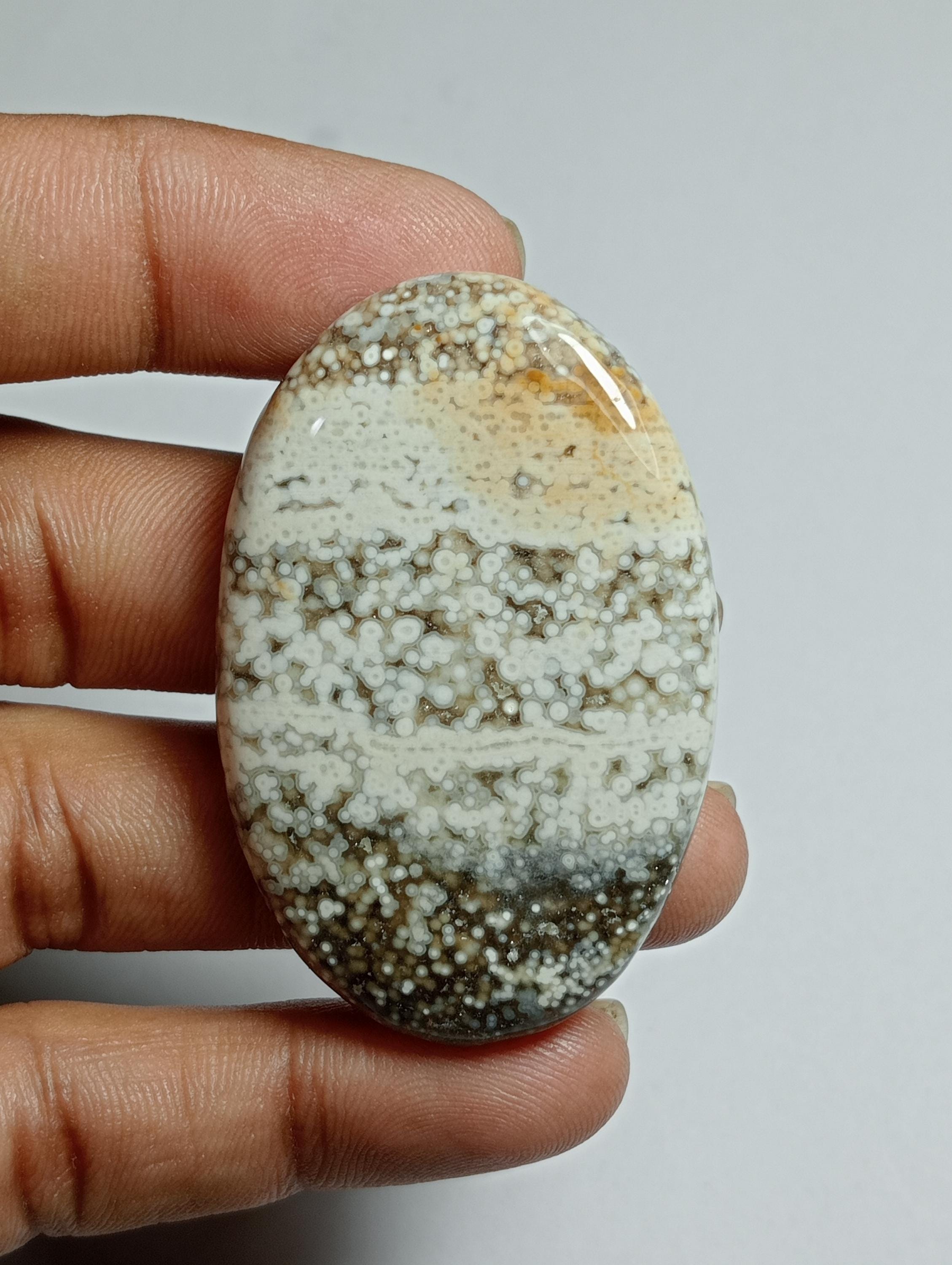 Natural Ocean Jasper Cabochon: Semi Precious Gemstone (50x33mm, 96cts)