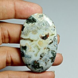 Natural Ocean Jasper Cabochon: Semi Precious Gemstone (50x31 Mm, 81cts)