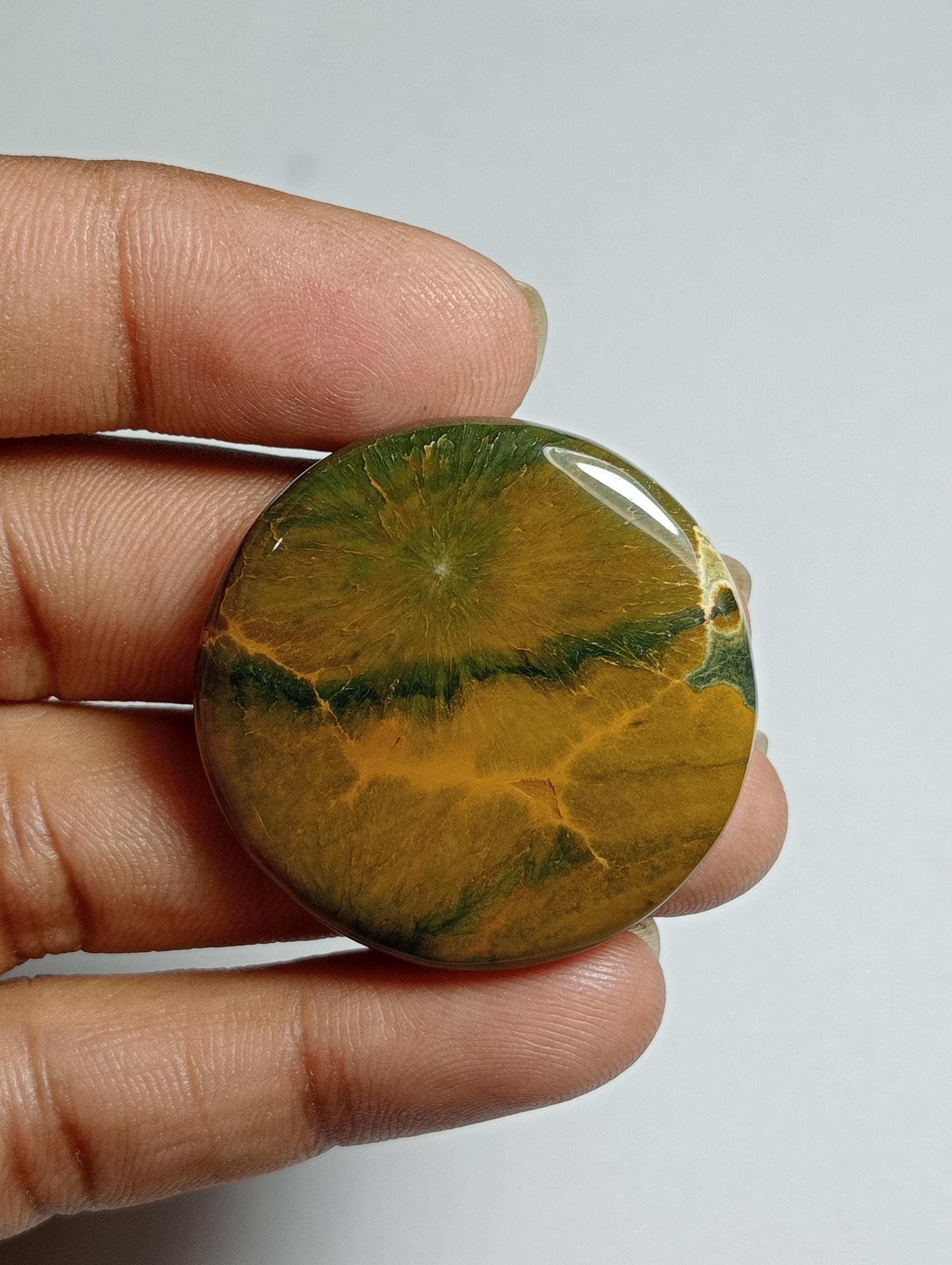 Natural Ocean Jasper Cabochon: Semi Precious Gemstone (34x34 Mm, 59cts)