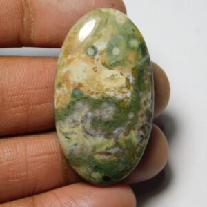 Natural Ocean Jasper Cabochon: Semi Precious Gemstone (40x22 Mm, 48cts) L100