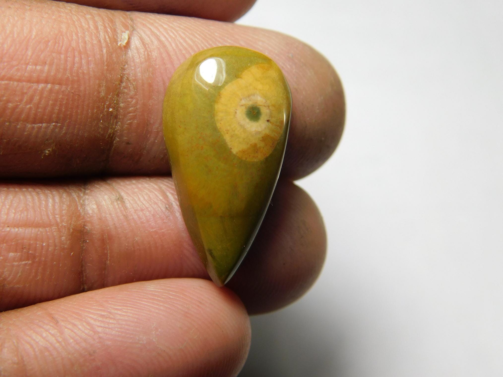 Natural Ocean Jasper Cabochon: Semi Precious Gemstone (22x11 Mm, 9cts) #62