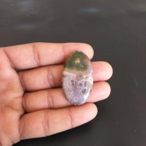Natural Ocean Jasper Stone Cabochon: Oval Stone For Pendant (55 Carat, 43x25x6 Mm)